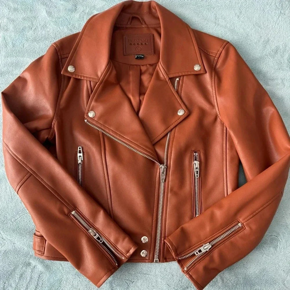 Blank NYC Faux Leather Jacket Chestnut Color Like New - Picture 1 of 8
